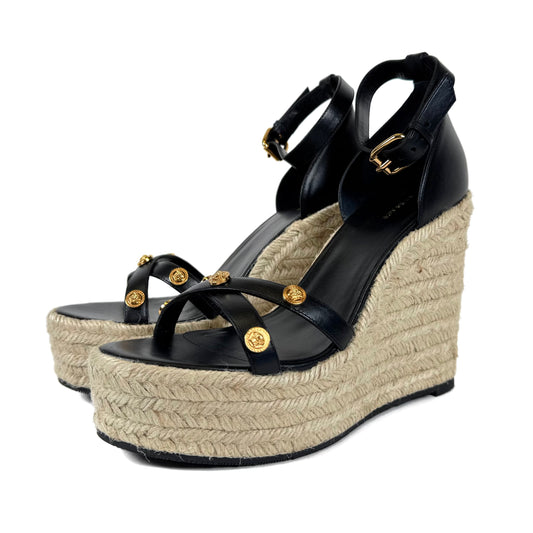 Versace Medusa Leather Wedges Sandals