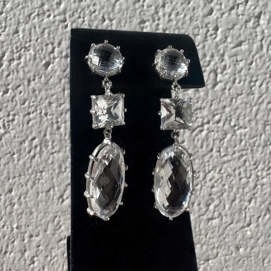 Anzie Clear Topaz Sterling Silver Drop Earrings