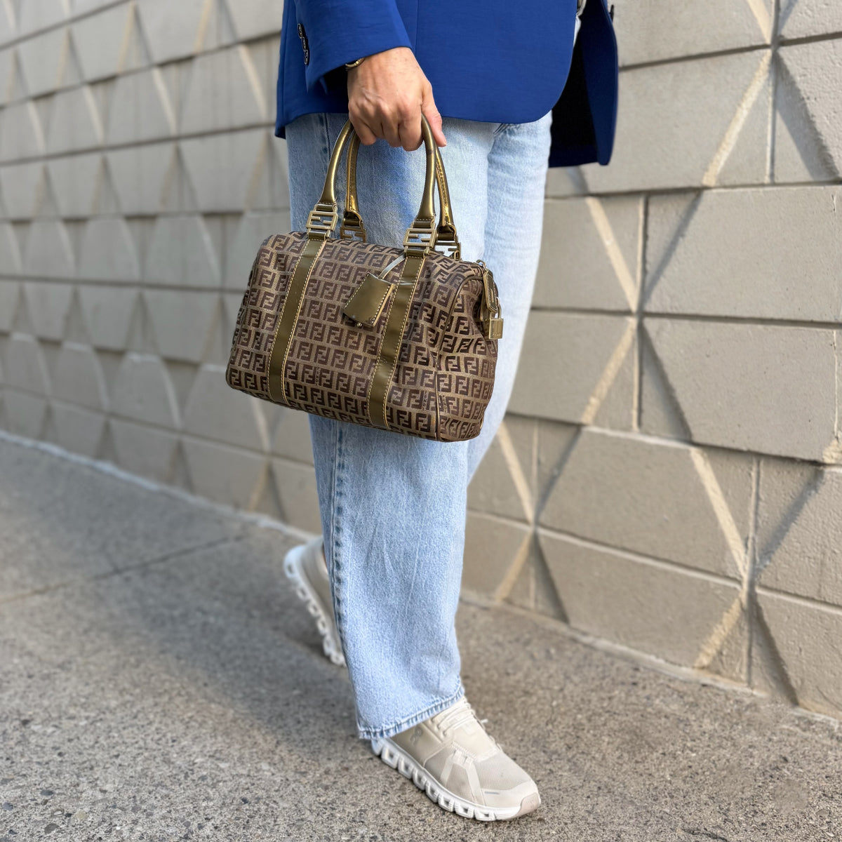 Fendi Zucchino Boston Small Bag