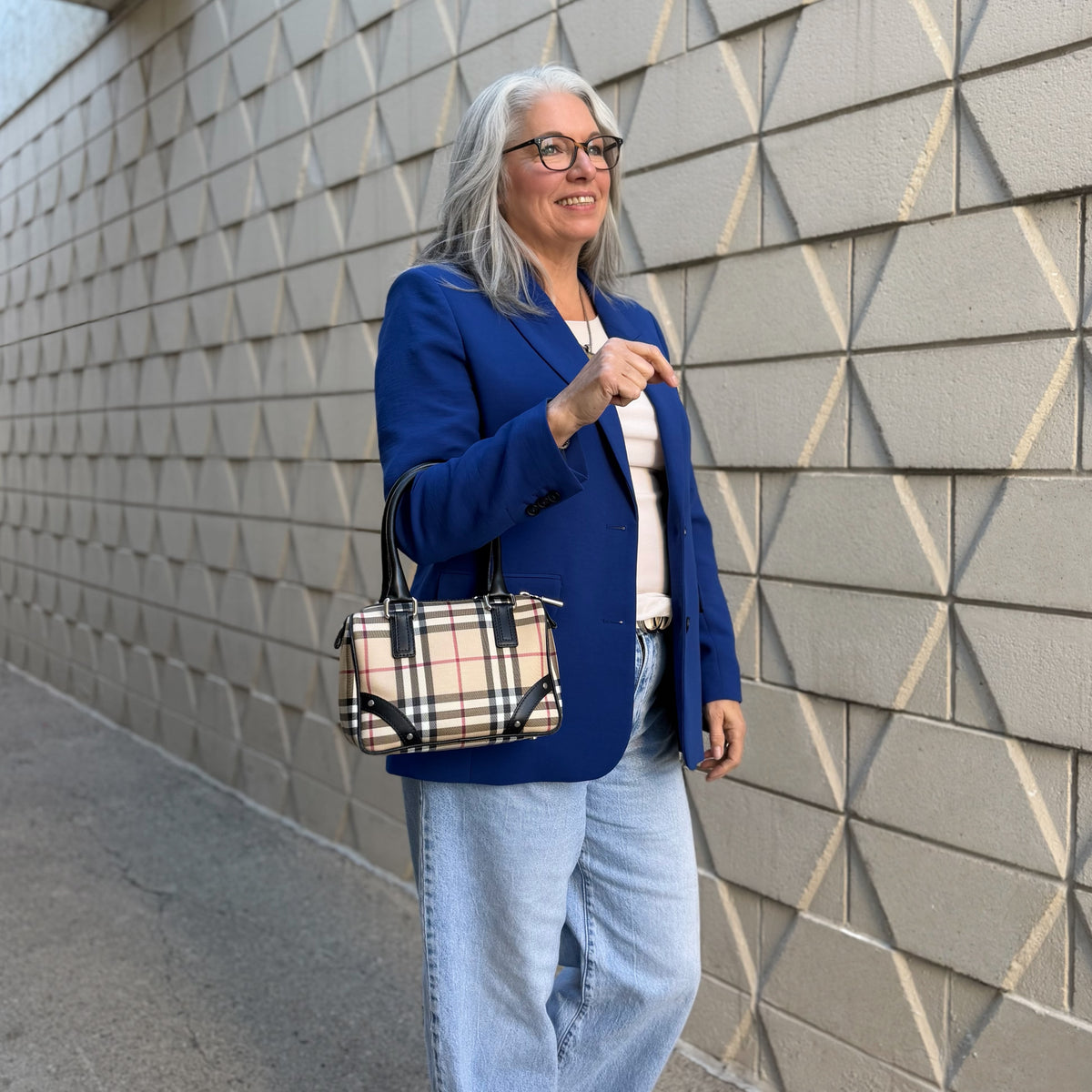 Burberry Nova Check Canvas Chester Bowling Bag