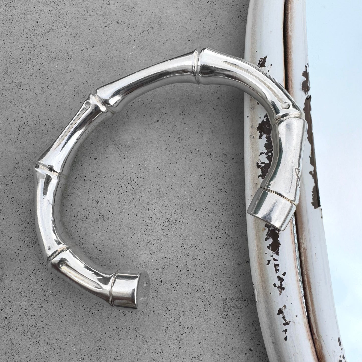 Gucci Sterling Silver Bamboo Cuff Bracelet