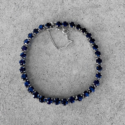 Custom Blue Sapphire Sterling Silver Tennis Bracelet