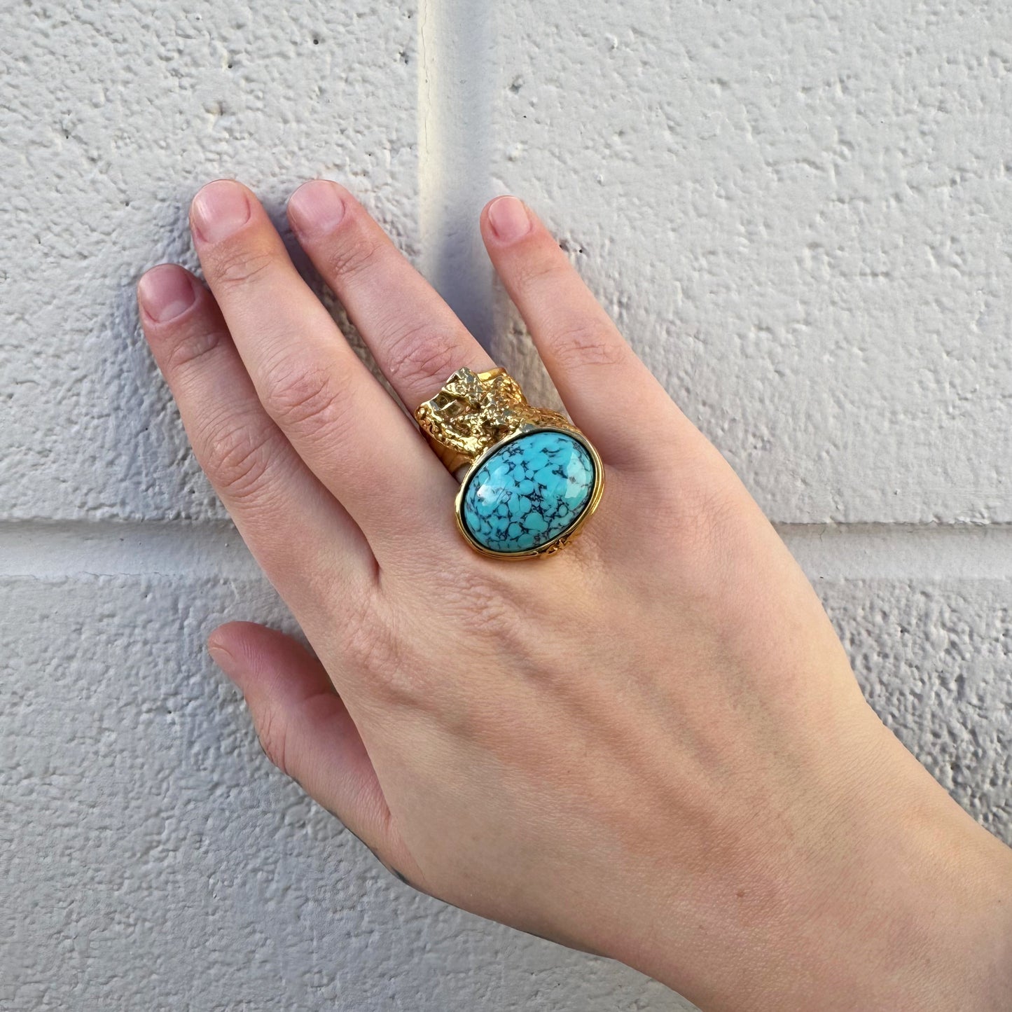 Yves Saint Laurent Arty Turquoise Cabochon Ring