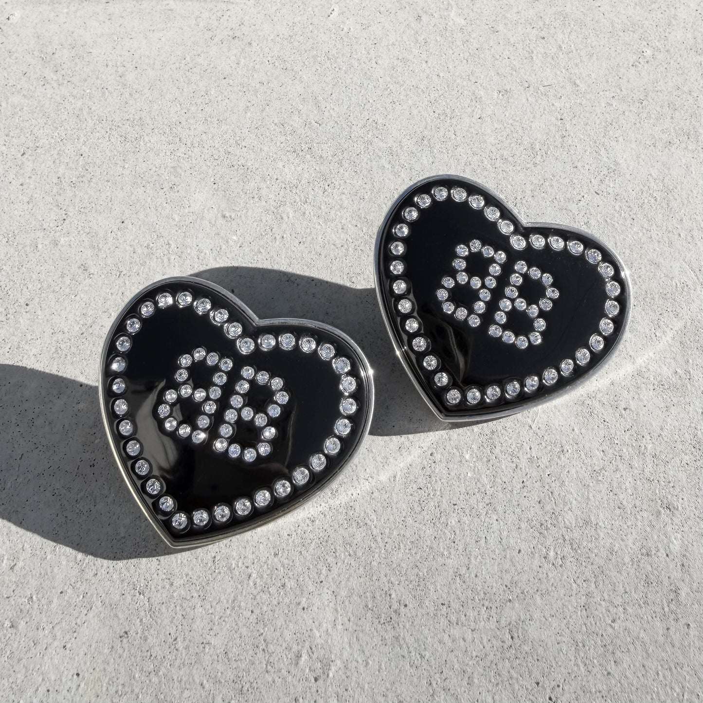 Balenciaga BB Heart Crystal Earrings