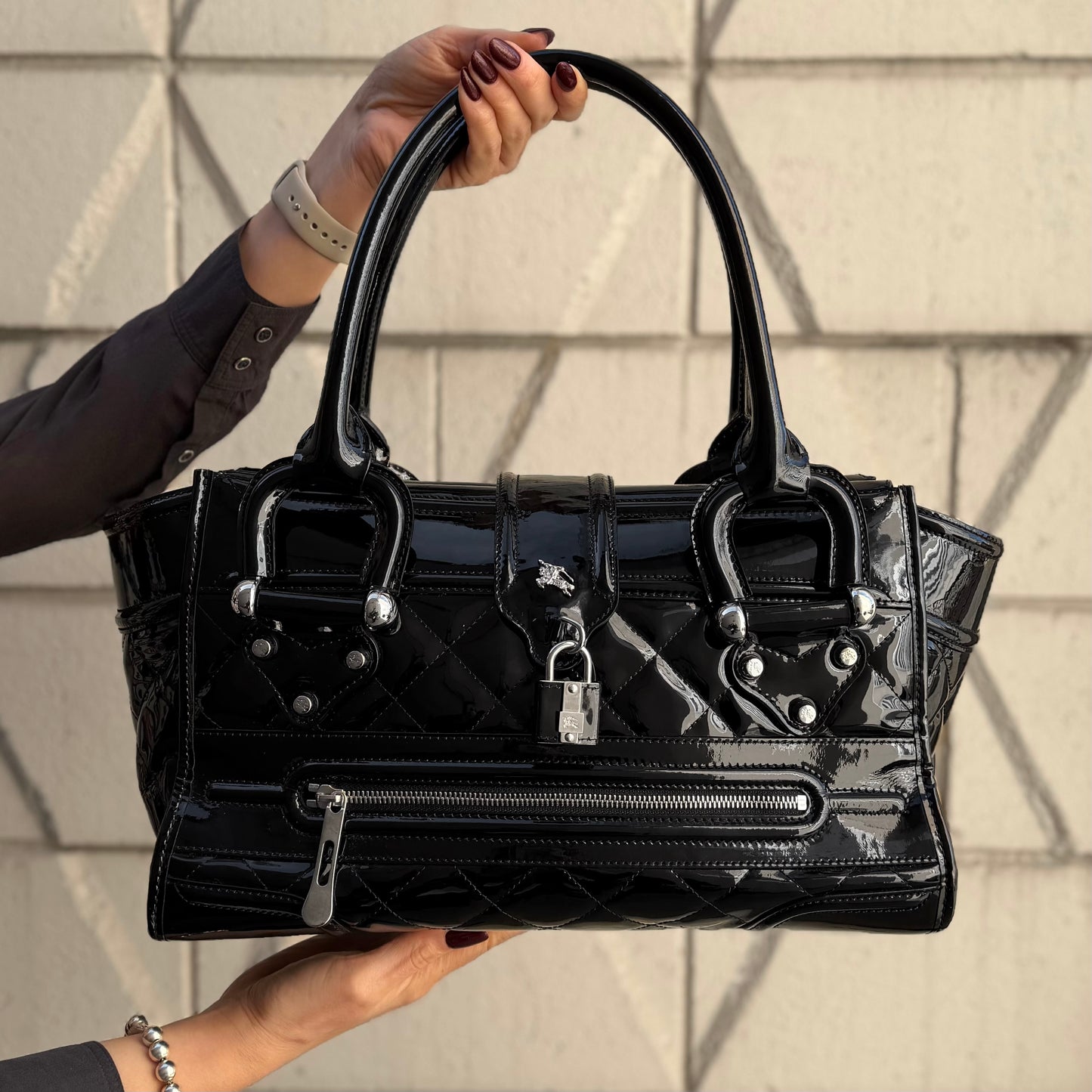 Burberry Manor Patent Large Bag