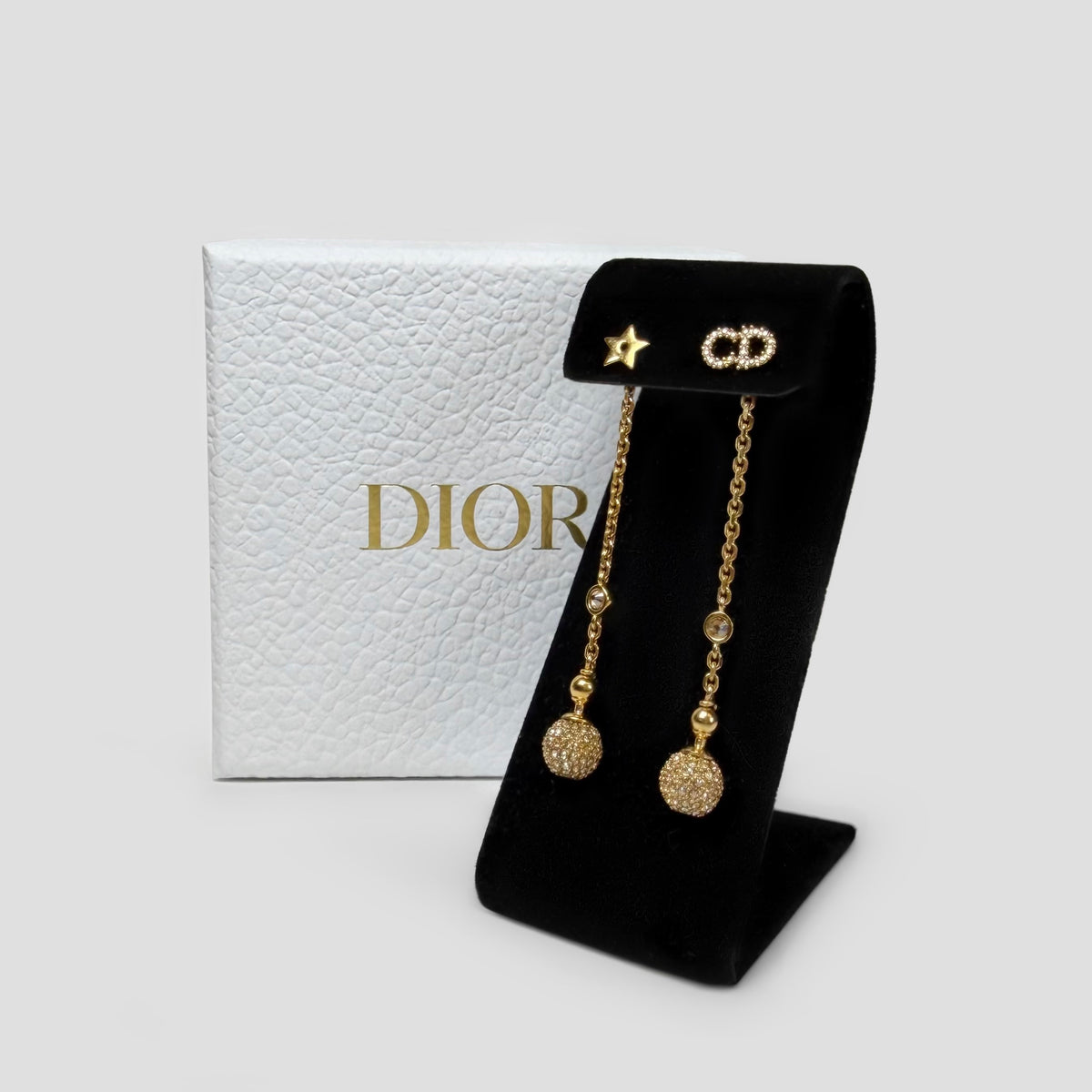Christian Dior Crystal CD Star Drop Earrings