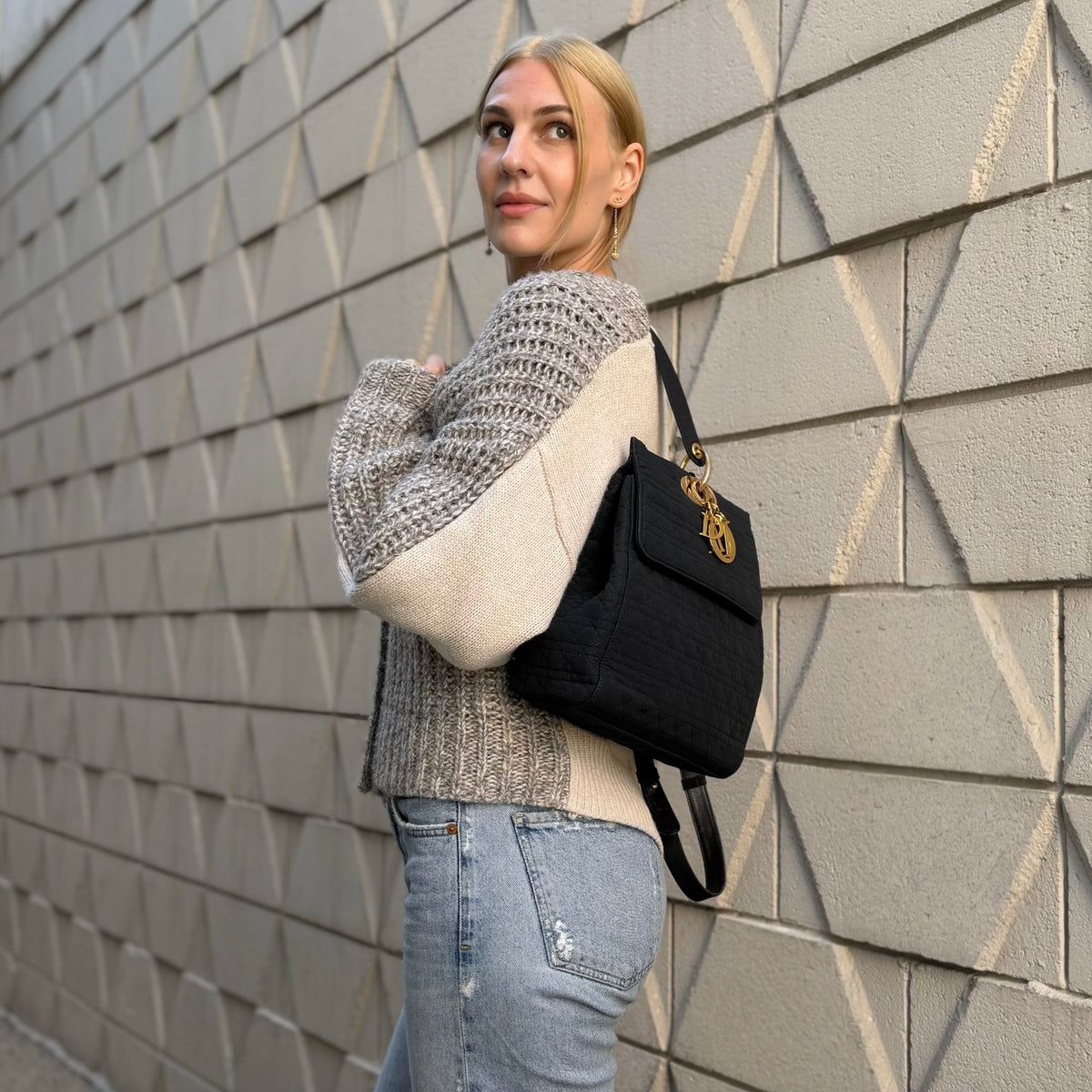 Christian Dior Vintage Cannage Nylon Backpack