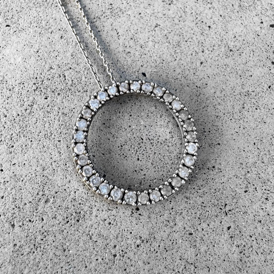 Open Circle Slider Diamond Sterling Silver Pendant