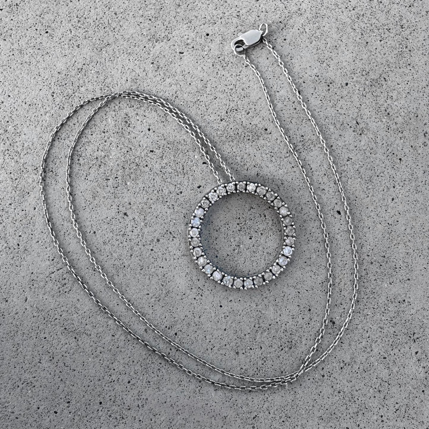 Open Circle Slider Diamond Sterling Silver Pendant