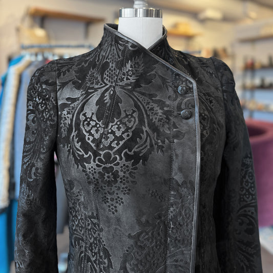 Gucci Embossed Floral Suede Jacket