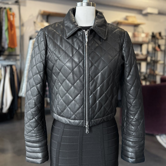 Moschino Cheap and Chic Cropped Quilted Leather Jacket