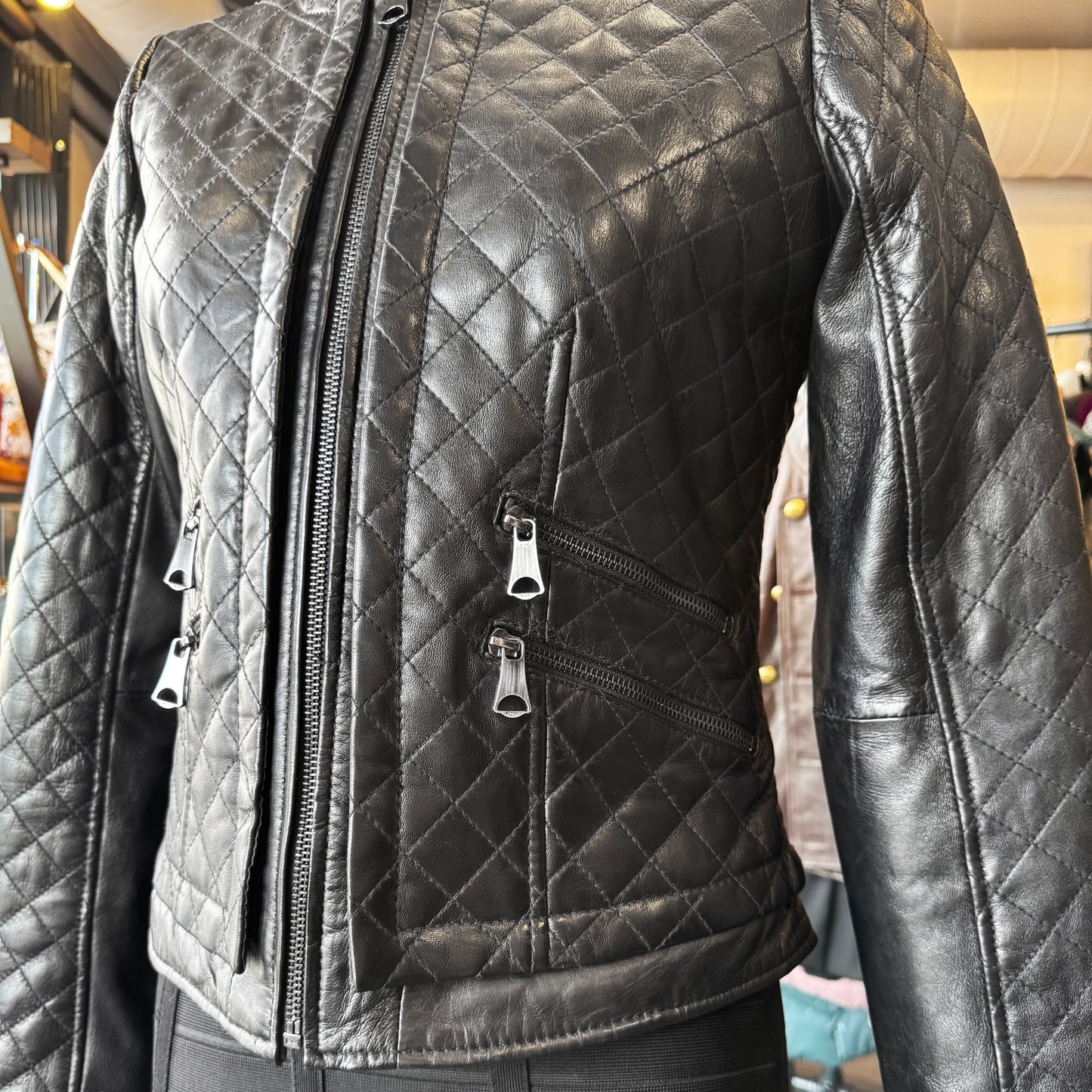 Andrew Marc Diamond Quilted Leather Jacket