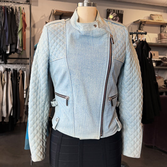 Barbara Bui Lambskin Denim Quilted Jacket