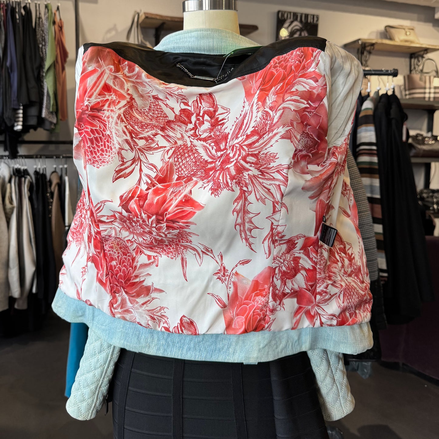 Barbara Bui Lambskin Denim Quilted Jacket