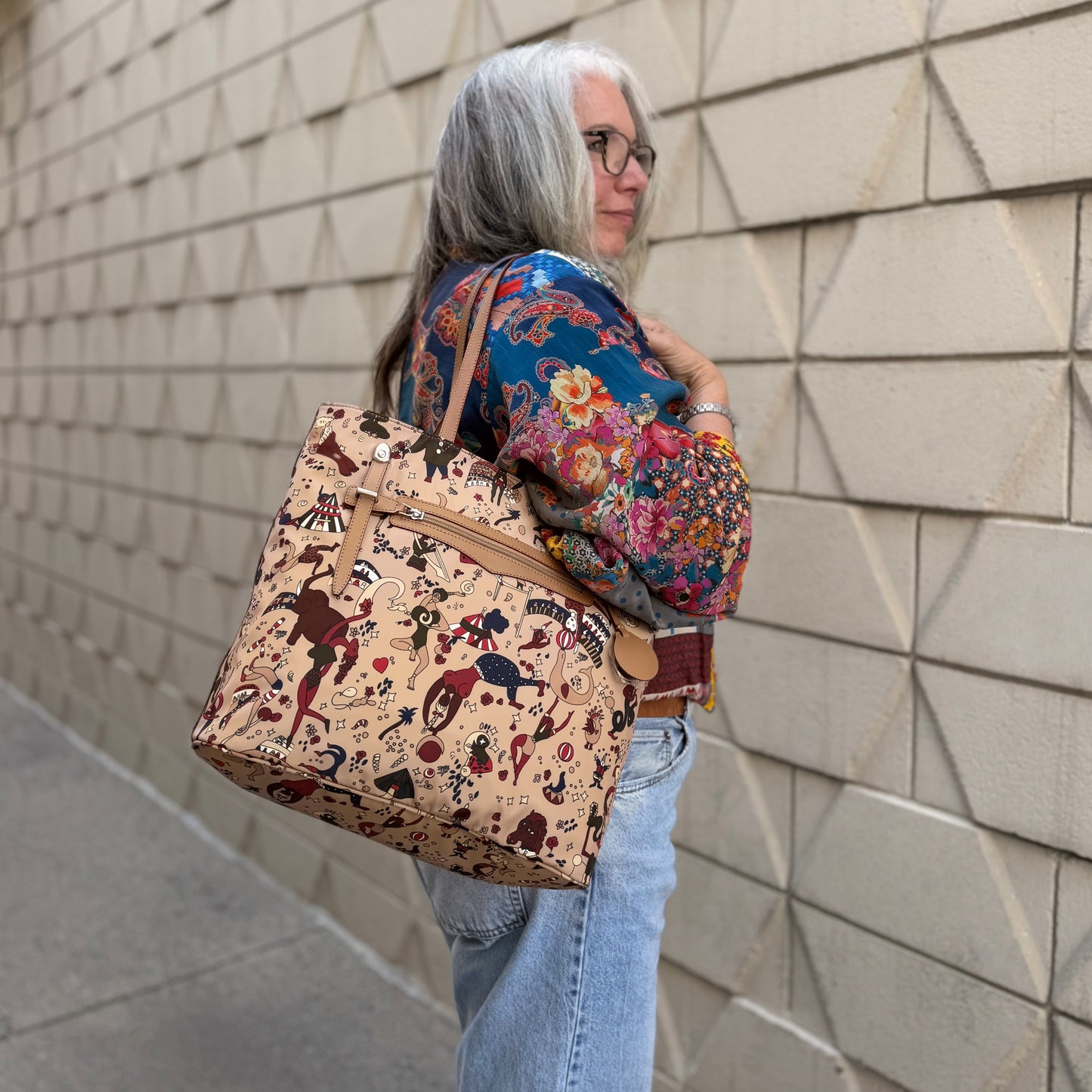 Piero Guidi Magic Circus Nylon Tote Bag