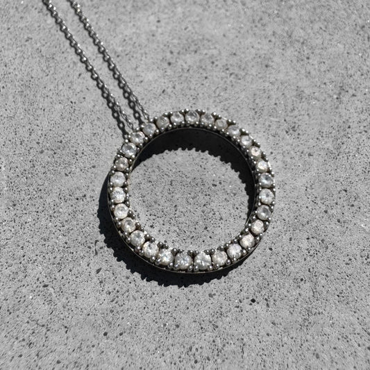 Open Circle Slider Diamond Sterling Silver Pendant