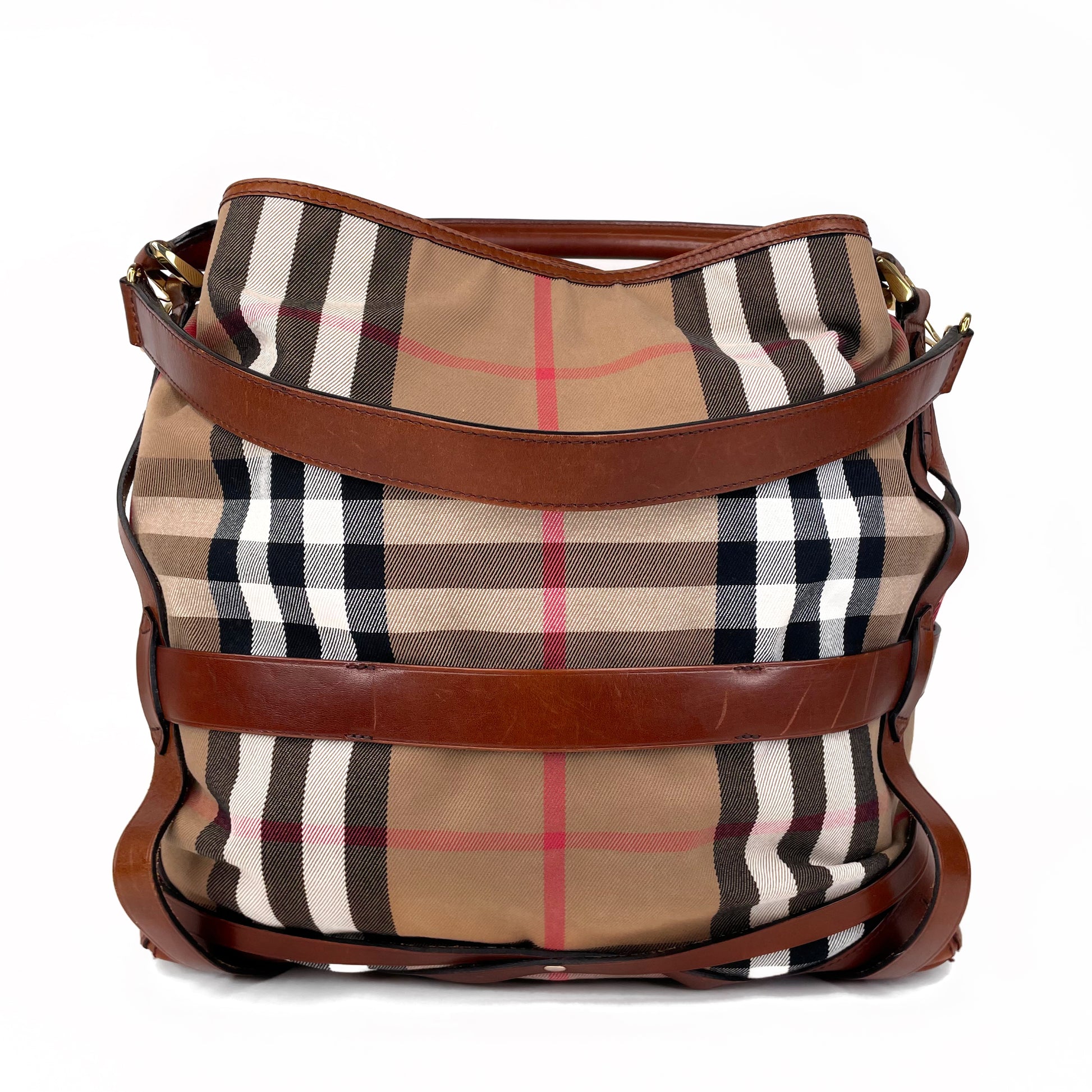 BURBERRY BRIDLE HOUSE CHECK CANVAS GOSFORD HOBO