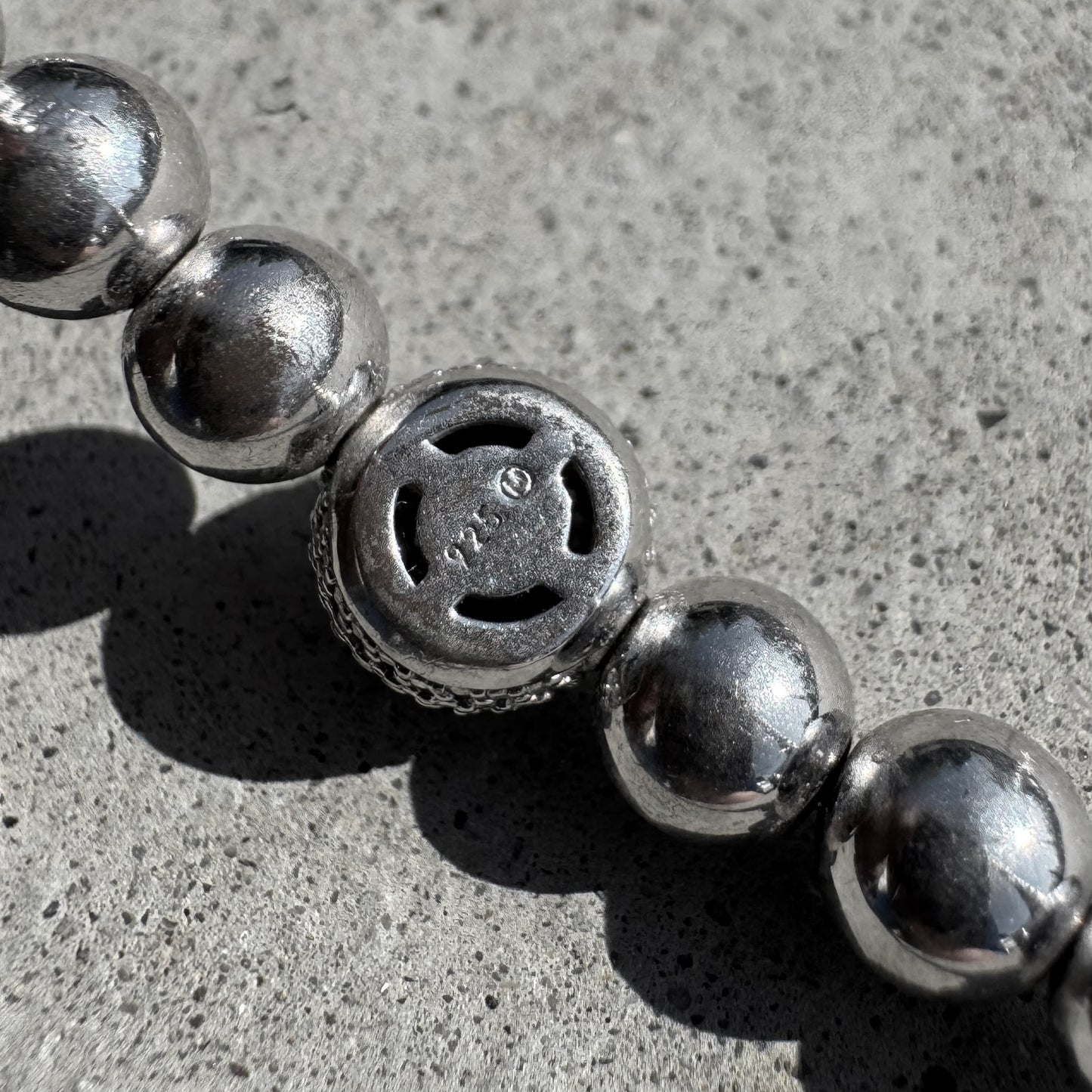 Custom Sterling Silver Diamond Beaded Ball Cuff