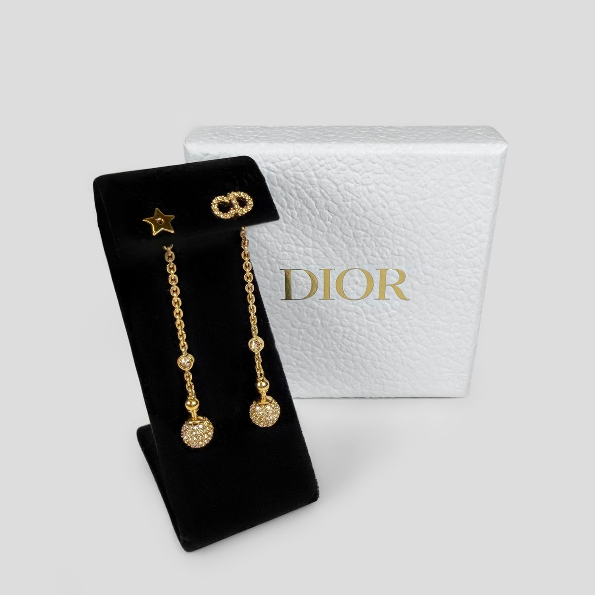 Christian Dior Crystal CD Star Drop Earrings