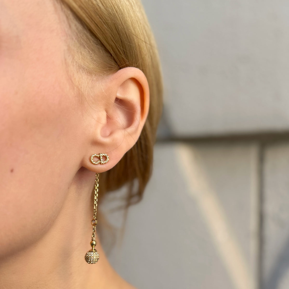 Christian Dior Crystal CD Star Drop Earrings