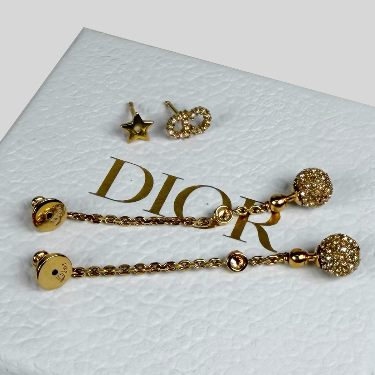 Christian Dior Crystal CD Star Drop Earrings
