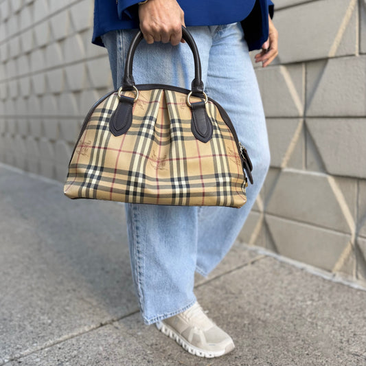 Burberry Haymarket Check Dome Top Handle Bag
