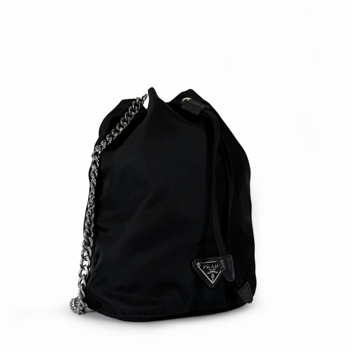 Prada Tessuto Nylon Chain Bucket Bag