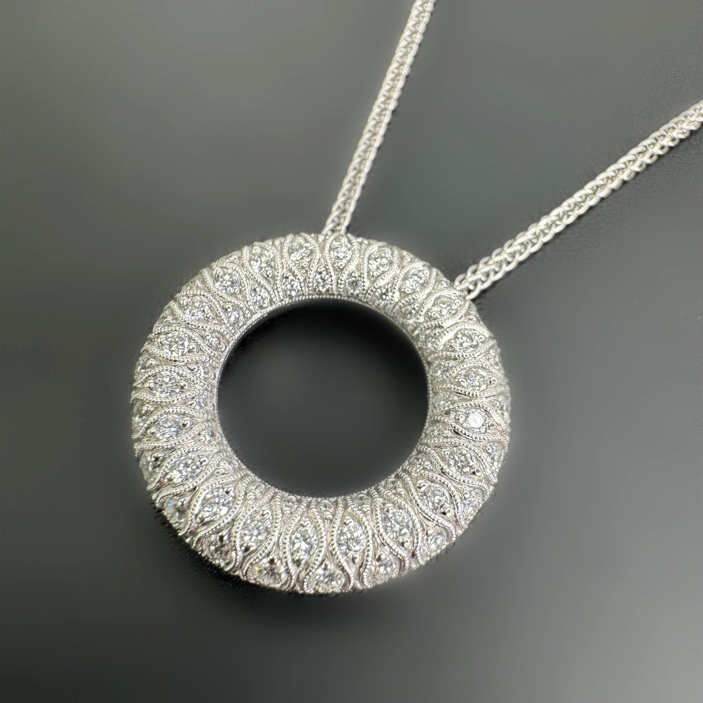 Simon G Open Circle Slider Pendant Diamond Necklace