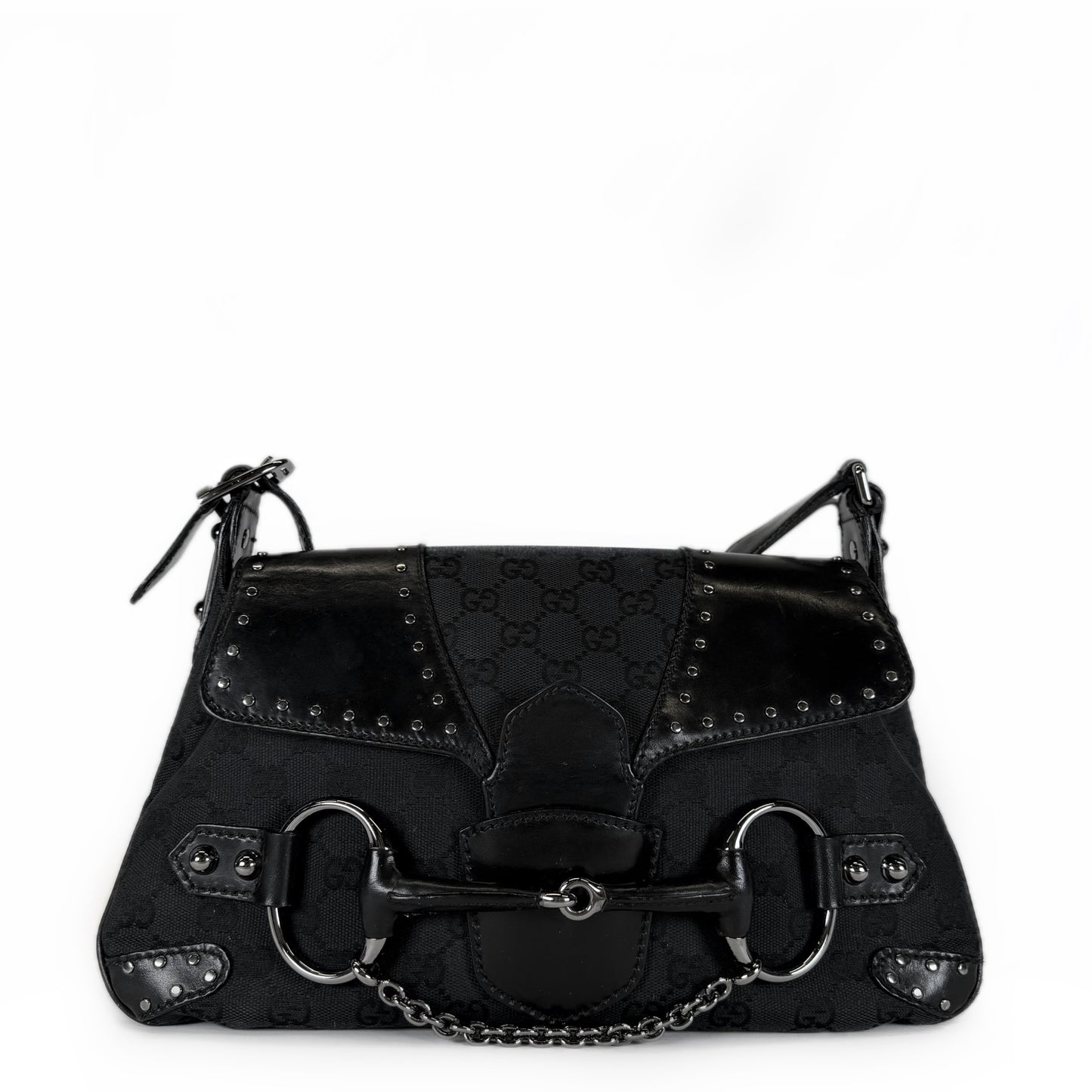 Gucci GG Monogram Horsebit Shoulder Bag