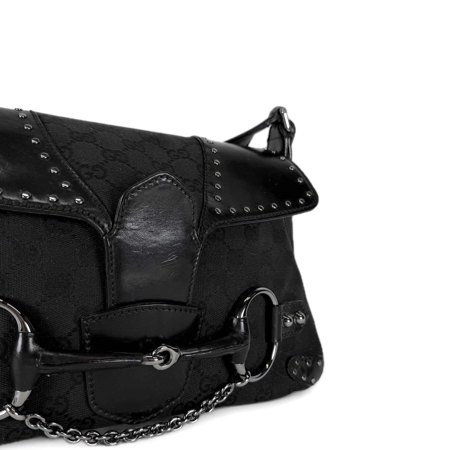 Gucci GG Monogram Horsebit Shoulder Bag
