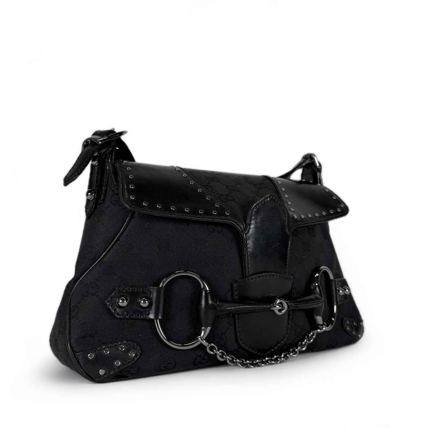 Gucci GG Monogram Horsebit Shoulder Bag