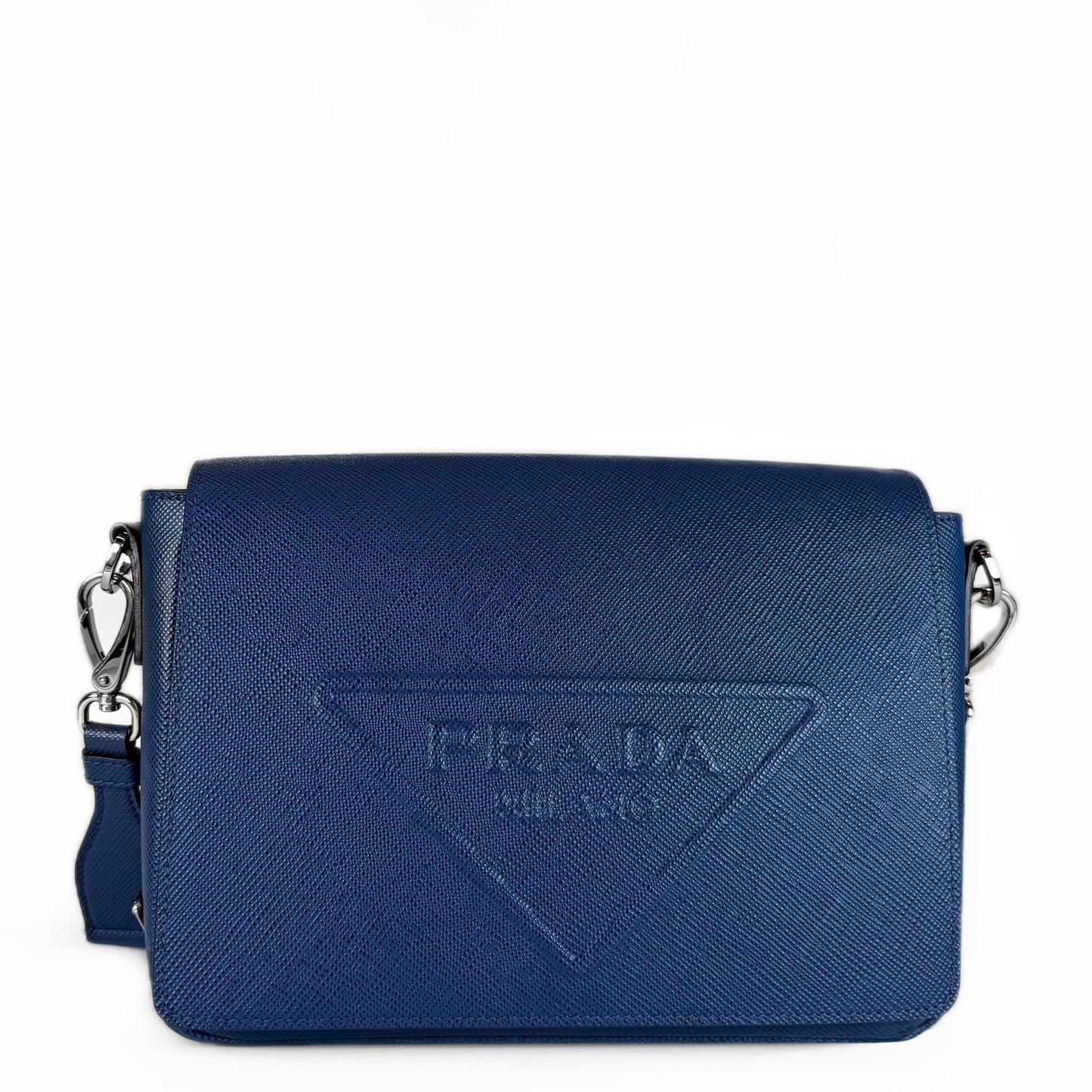 Prada Embossed Logo Saffiano Messenger Bag