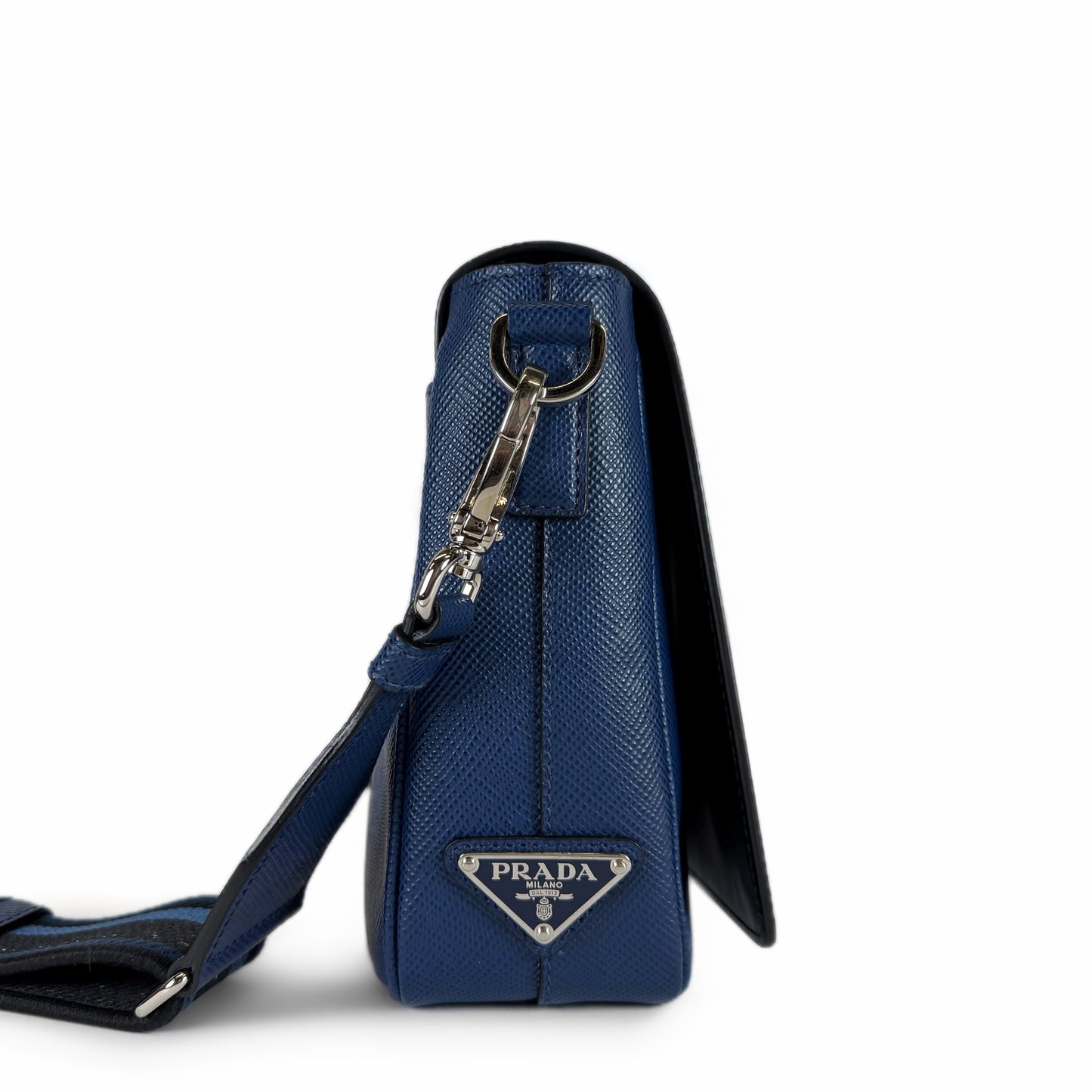 Prada Embossed Logo Saffiano Messenger Bag