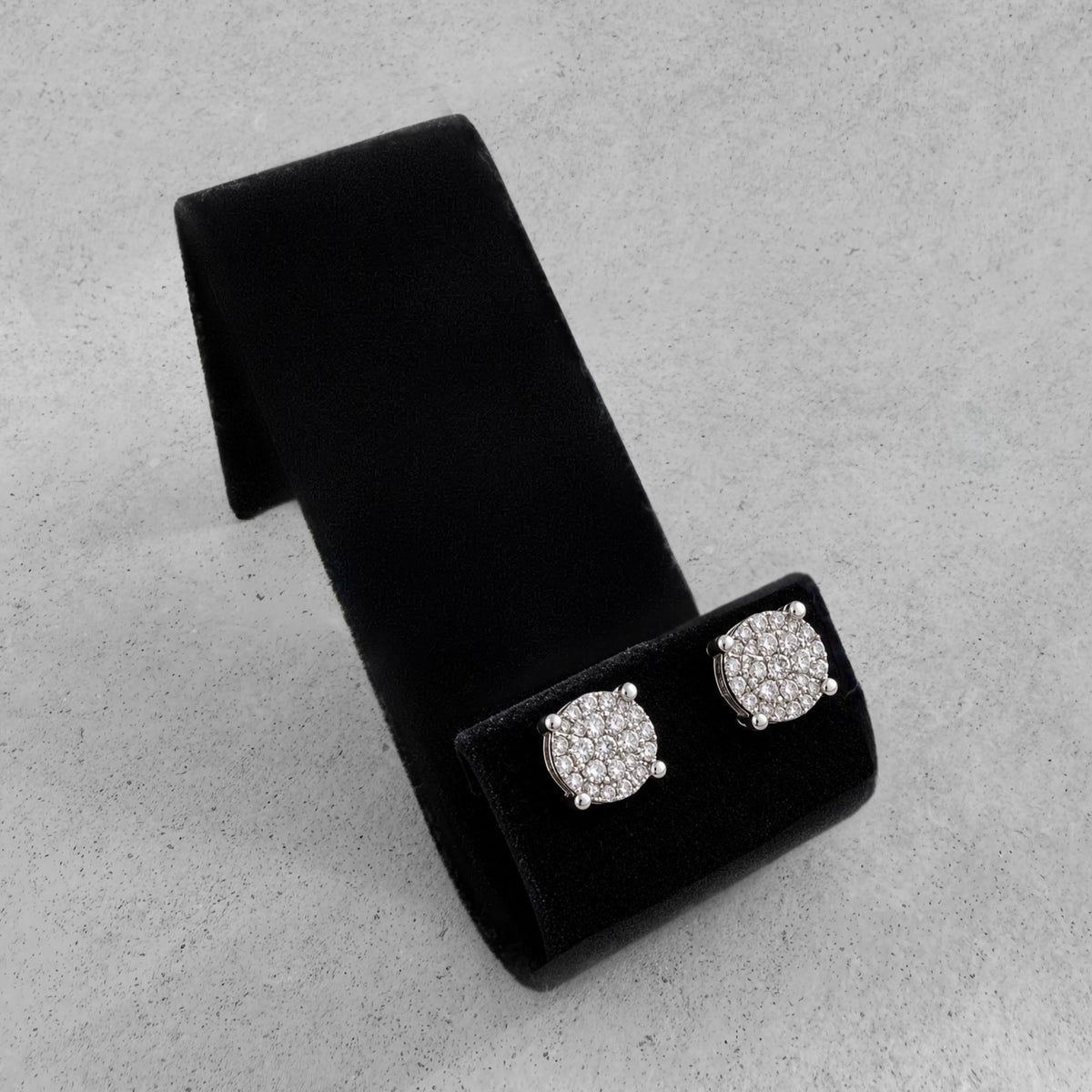 Sterling Silver Diamond Cluster Stud Earrings