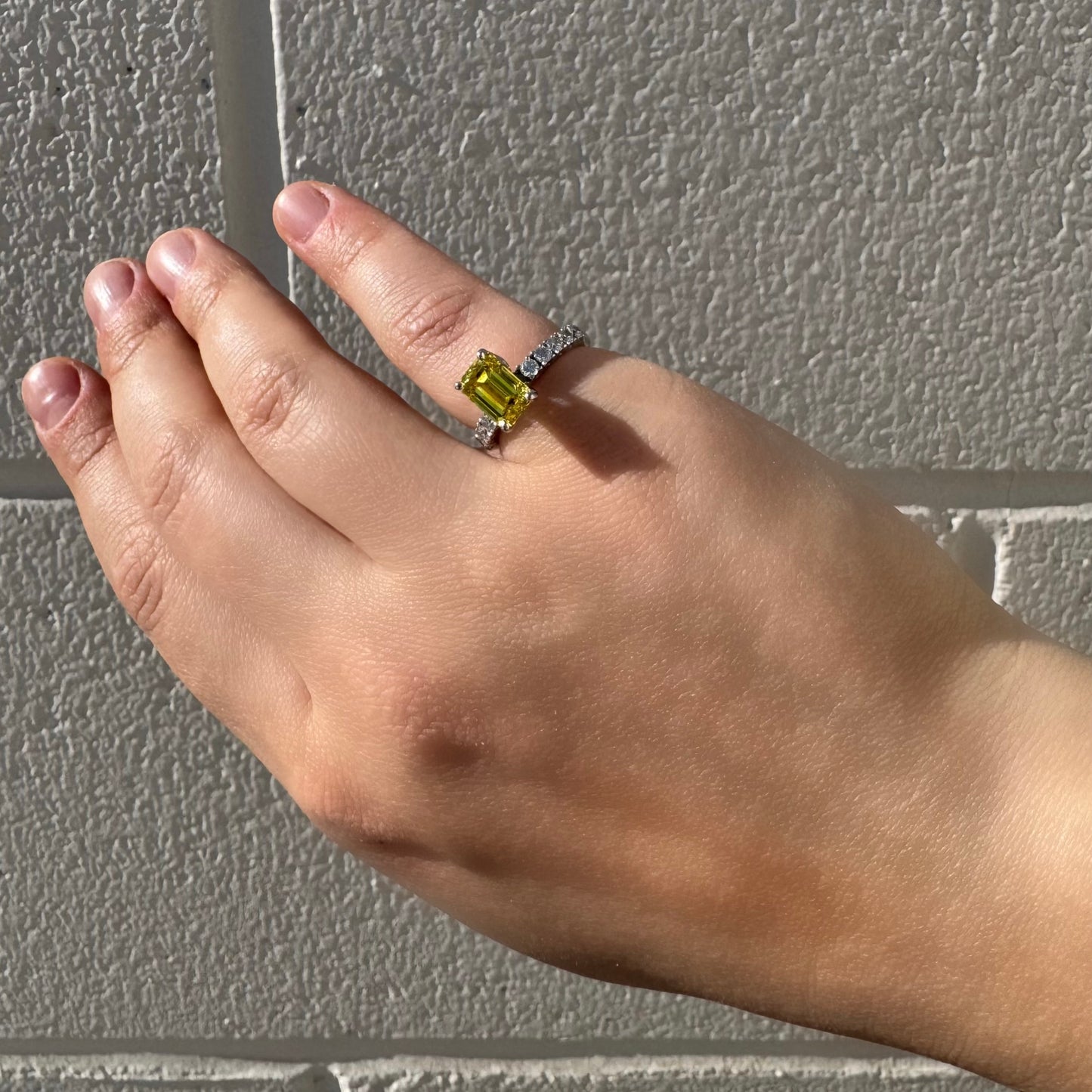 White Gold Yellow Diamond Ring