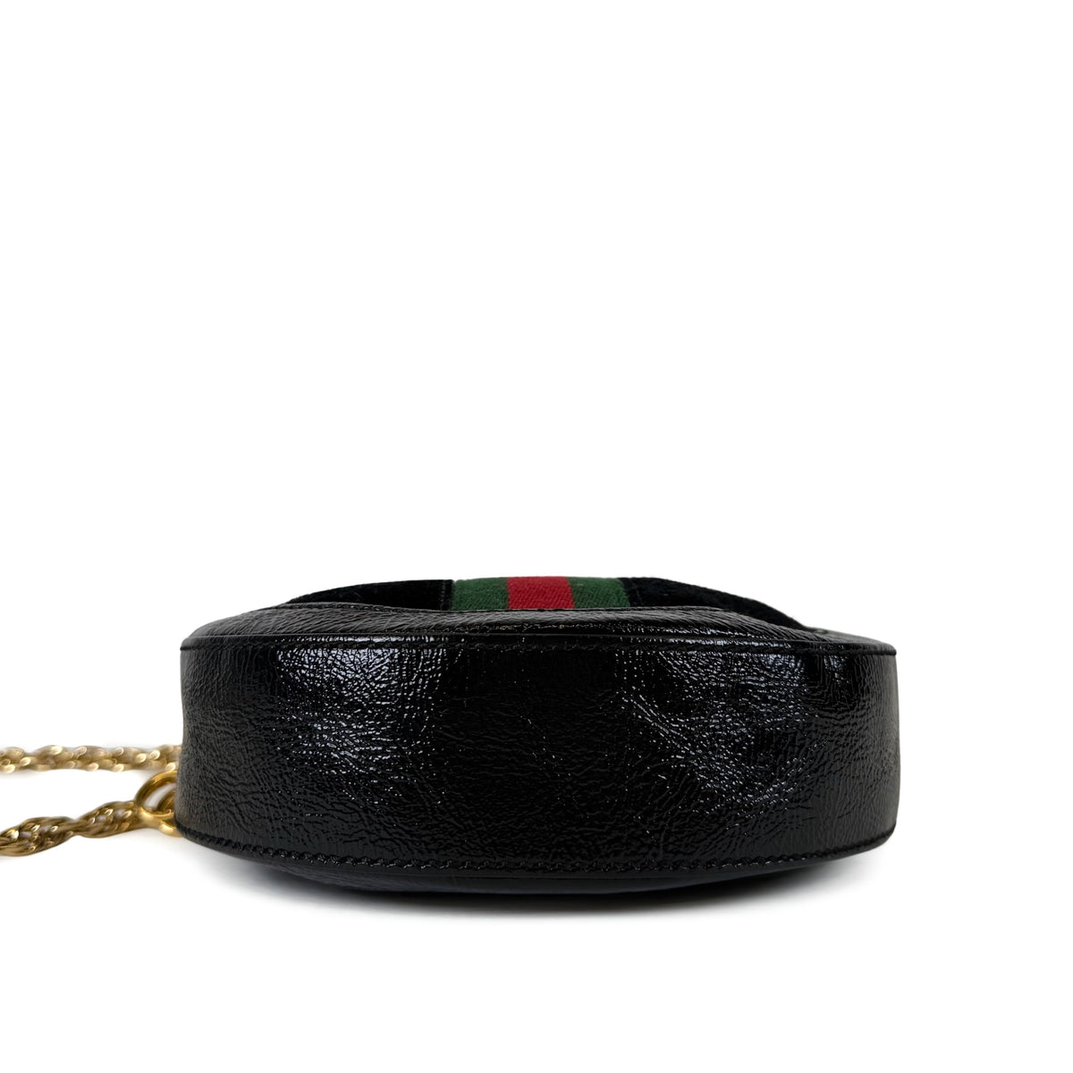 Gucci Ophidia Web Suede Patent Round Bag