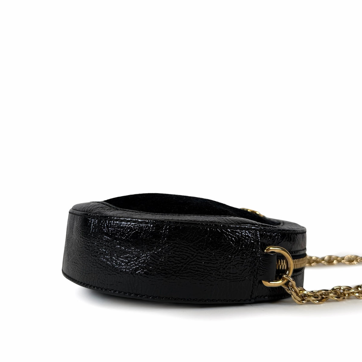 Gucci Ophidia Web Suede Patent Round Bag