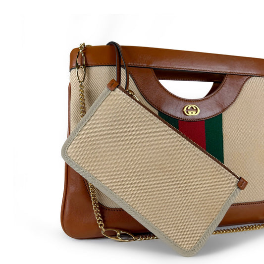 Gucci Canvas Vintage Large Shoulder Bag