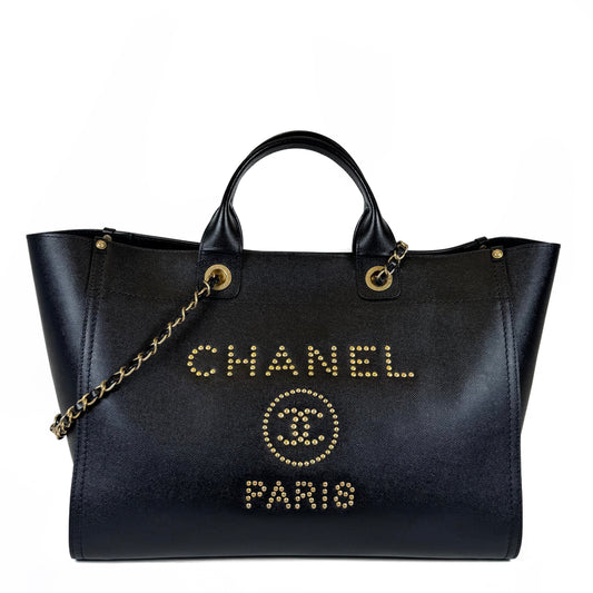 Chanel Deauville Caviar Leather Tote Bag
