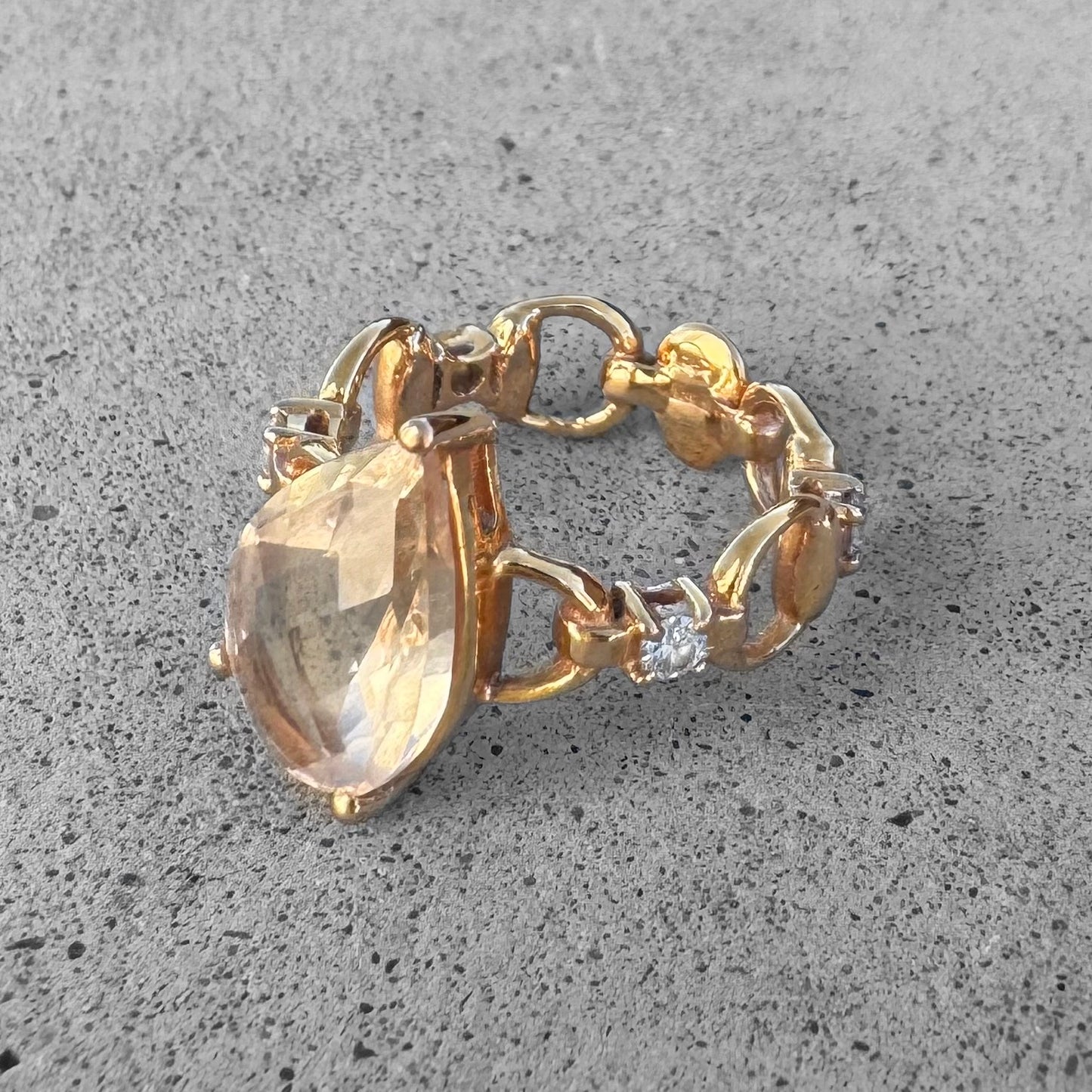 Gucci Horsebit Rose Gold White Topaz and Diamonds Ring