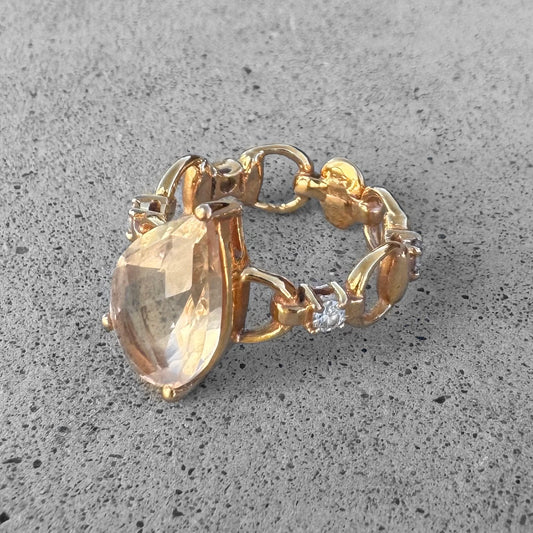 Gucci Horsebit Rose Gold White Topaz and Diamonds Ring