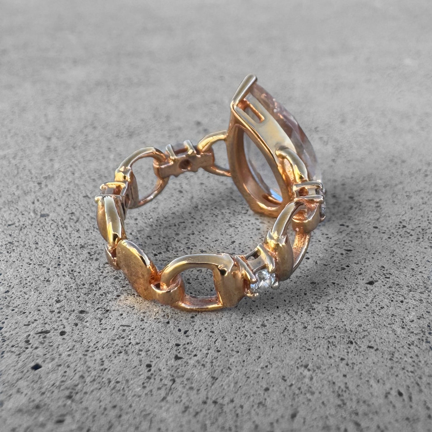 Gucci Horsebit Rose Gold White Topaz and Diamonds Ring