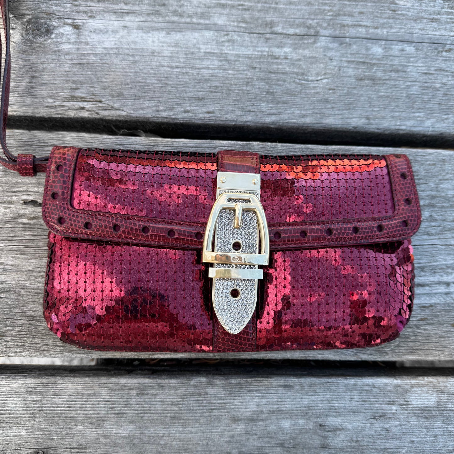 Gucci Sequin Lizard Crystal Wristlet Clutch