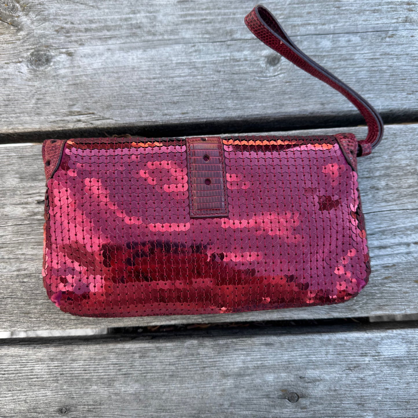 Gucci Sequin Lizard Crystal Wristlet Clutch