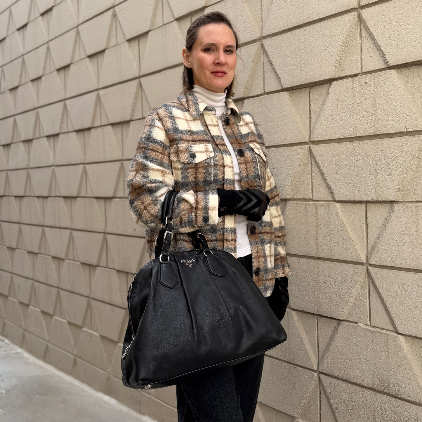 Prada Vitello Daino Soft Bowler Bag