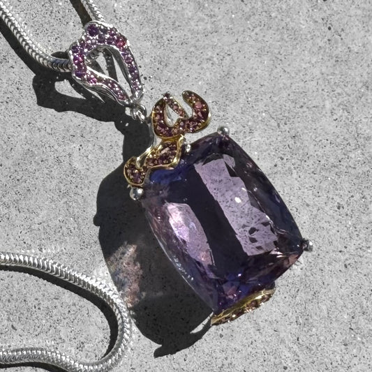 Amethyst Garnet Accents Sterling Silver Necklace