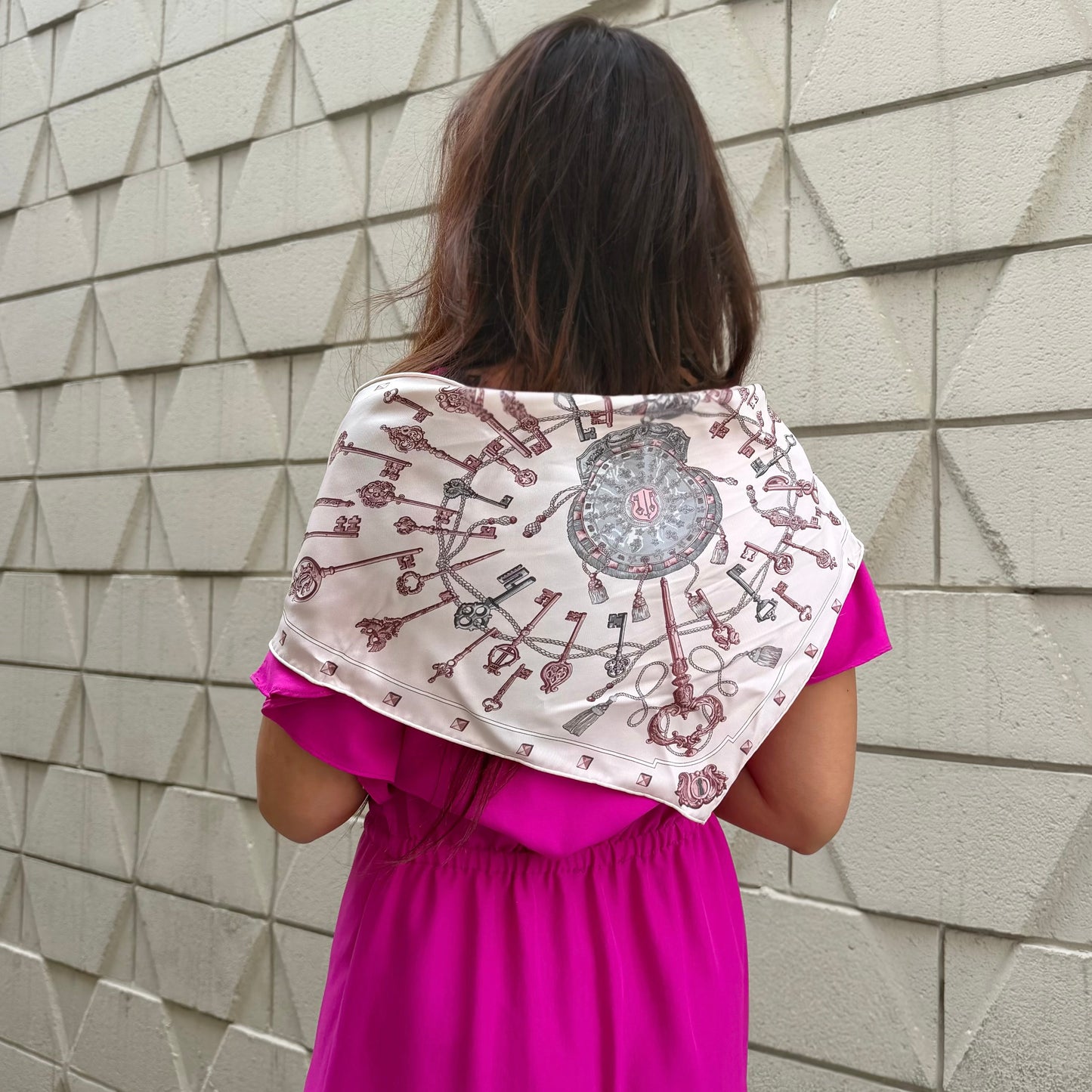 Hermès "Les Clés" Silk Triangle Scarf