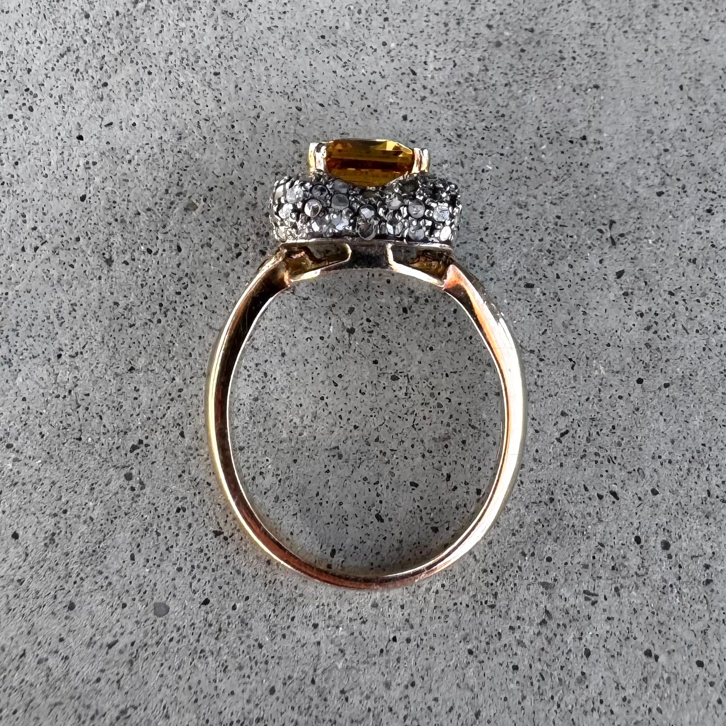 Citrine and Diamond 14K Gold Plated Sterling Silver Ring