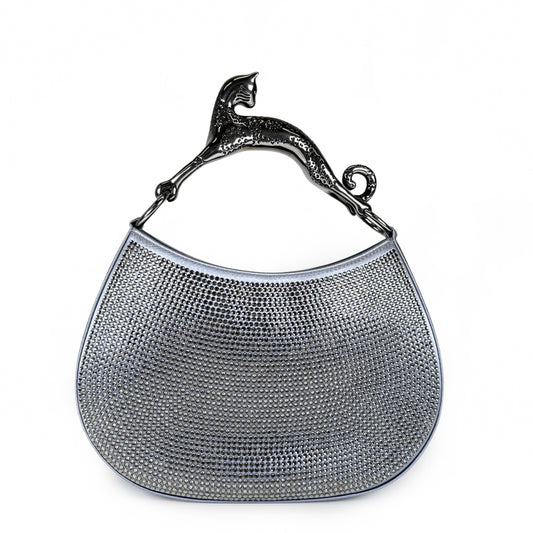Lanvin Satin Crystal Cat Handled Hobo Bag
