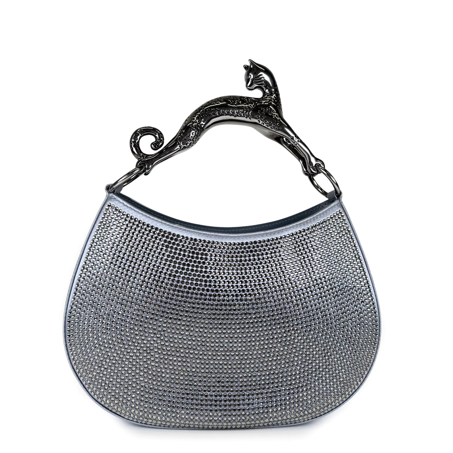 Lanvin Satin Crystal Cat Handled Hobo Bag